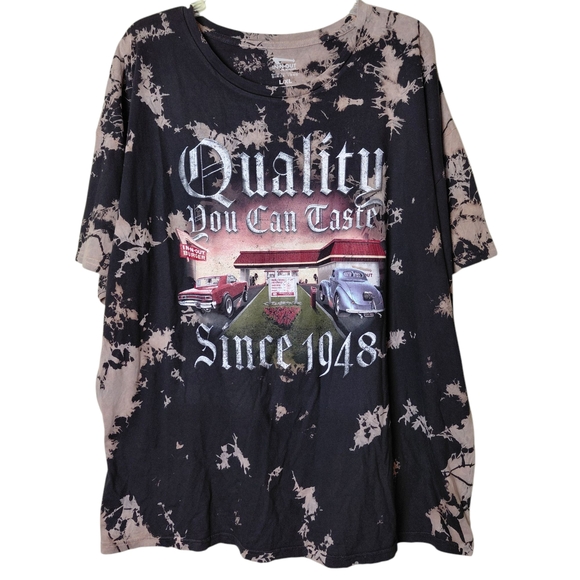 In N Out Black & Tan Tie Dye Style Classic Car Quality Graphic T-Shirt Size XL - Picture 1 of 4